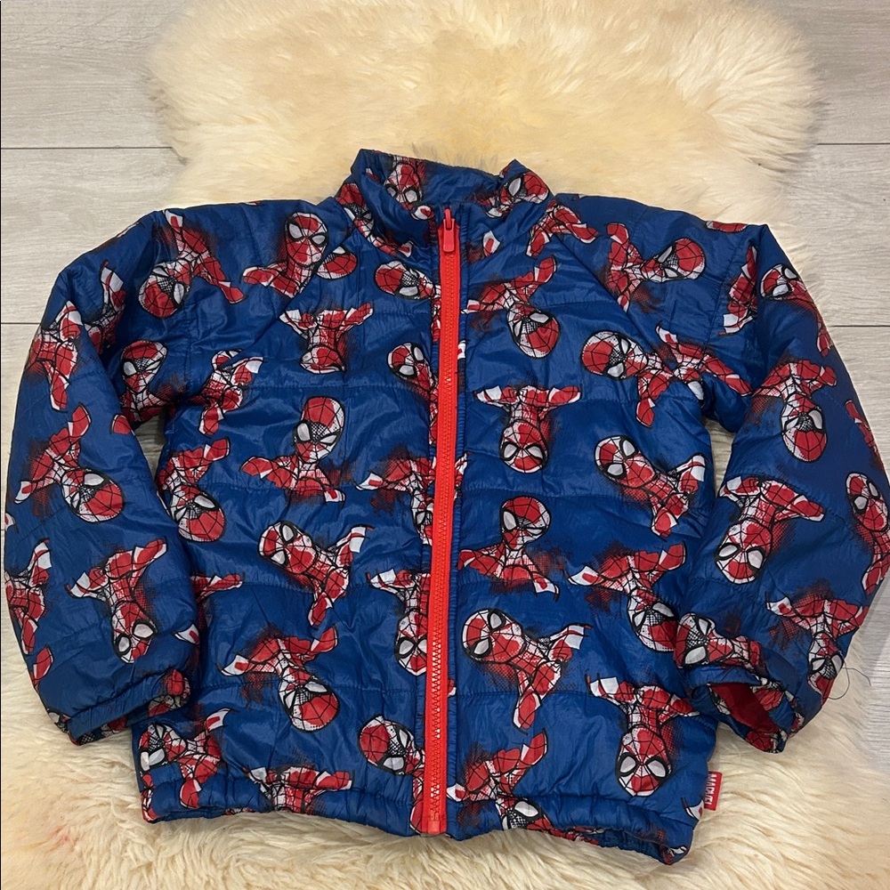 Disney Blue and Red Spider-Man Puffer Jacket